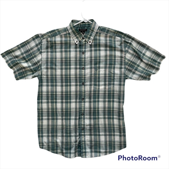 Knights Sportswear Men’s Short Sleeve Shirt Plaid Green Medium Gently Wo… - Picture 1 of 5